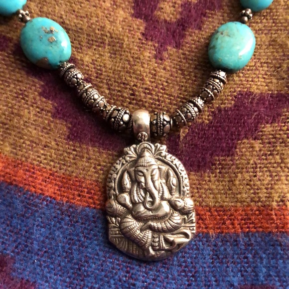 Real Turquoise and sterling silver Ganesha - Picture 2 of 5